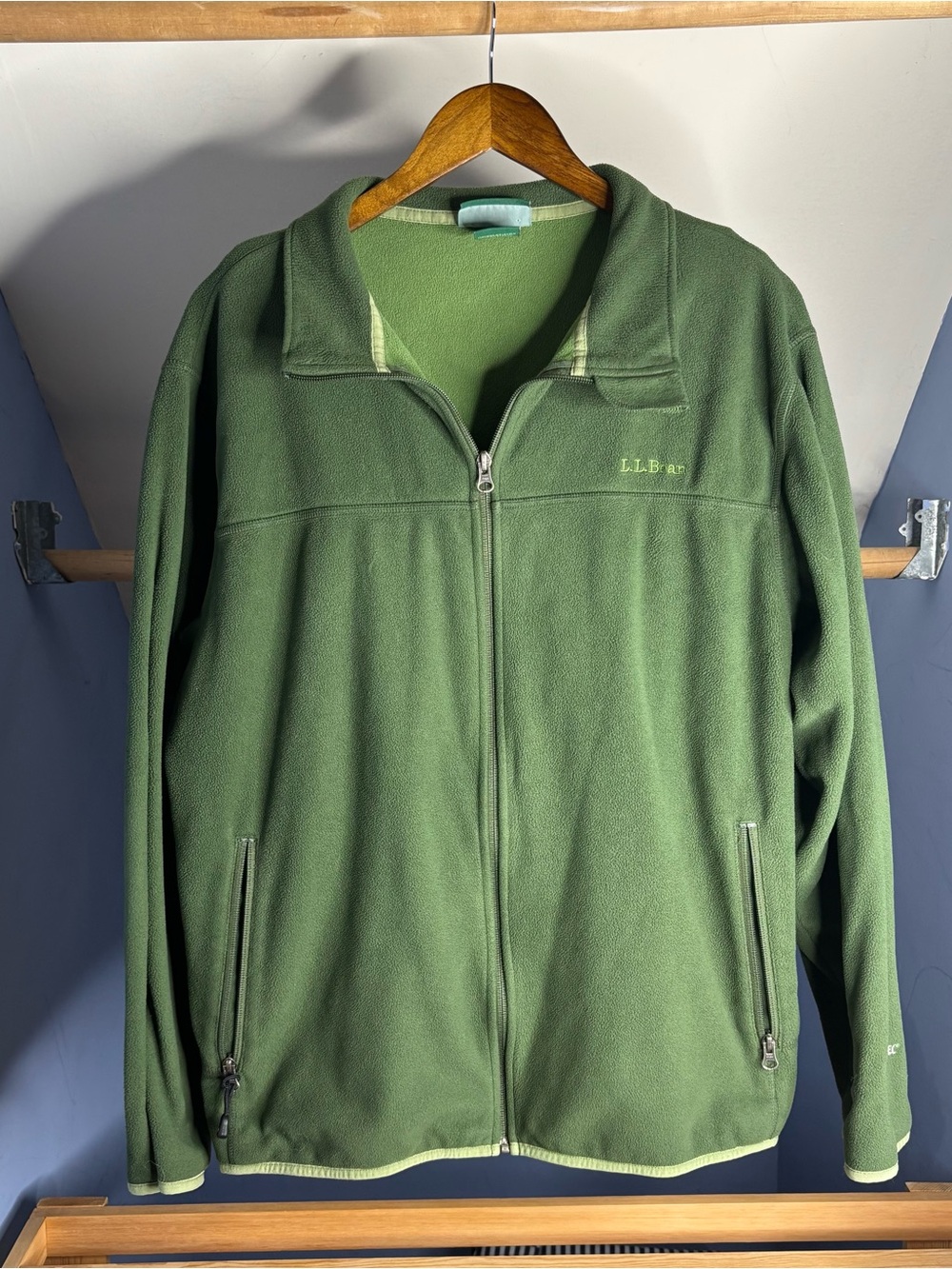 Vintage L.L. Bean Olive Green Full-Zip Fleece Jacket